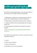 CHW COMPREHENSIVE EXAM PREP&NewLine;QUESTIONS AND ANSWERS STUDY GUIDE