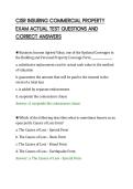 CISR INSURING COMMERCIAL PROPERTY&NewLine;EXAM ACTUAL TEST QUESTIONS AND&NewLine;CORRECT ANSWERS&NewLine;