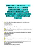 NR 667 CEA EXAM 2026&sol;2027 TEST BANK WITH 450 EXAM PREP QUESTIONS AND CORRECT ANSWERS&sol; &sol; NR667 CEA EXAM 2026&sol;2027 &sol; CEA FNP 2026&sol;2027 TEST BANK &lpar;100&percnt; CORRECT VERIFIED ANSWERS&rpar;&NewLine;