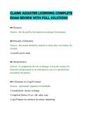CLAIMS ADJUSTER LICENSING COMPLETE&NewLine;EXAM REVIEW WITH FULL SOLUTIONS