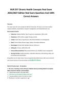 NUR 257 Chronic Health Concepts Final Exam&NewLine;2026&sol;2027-Edition Real Exam Questions And 100&percnt;&NewLine;Correct Answers