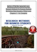 Solutions Manual for For Research Methods for Business Students Mark Saunders &lpar;8th Edition&rpar; - Graded A&plus; Comprehe&period;&period;&period;