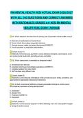 RN MENTAL HEALTH HESI ACTUAL EXAM 2026&sol;2027 WITH ALL 160 QUESTIONS AND CORRECT ANSWERS WITH RATIONALES GRADED A&plus;&sol; HESI RN MENTAL HEALTH REAL EXAM &vert; AGRADE&NewLine;