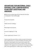 ADVANTAGE FOR MATERNAL CHILD&NewLine;NURSING CARE COMPREHENSIVE&NewLine;EXAM PREP QUESTIONS AND&NewLine;ANSWERS