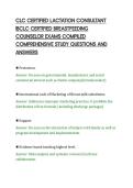 CLC CERTIFIED LACTATION CONSULTANT&NewLine;IBCLC CERTIFIED BREASTFEEDING&NewLine;COUNSELOR EXAMS COMPILED&NewLine;COMPREHENSIVE STUDY QUESTIONS AND&NewLine;ANSWERS