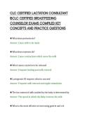 CLC CERTIFIED LACTATION CONSULTANT&NewLine;IBCLC CERTIFIED BREASTFEEDING&NewLine;COUNSELOR EXAMS COMPILED KEY&NewLine;CONCEPTS AND PRACTICE QUESTIONS