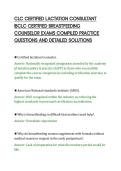 CLC CERTIFIED LACTATION CONSULTANT&NewLine;IBCLC CERTIFIED BREASTFEEDING&NewLine;COUNSELOR EXAMS COMPILED PRACTICE&NewLine;QUESTIONS AND DETAILED SOLUTIONS&NewLine;
