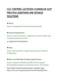 CLC CERTIFIED LACTATION COUNSELOR ALPP&NewLine;PRACTICE QUESTIONS AND DETAILED&NewLine;SOLUTIONS