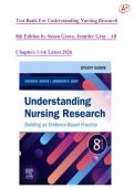 Test Bank For Understanding Nursing Research  8th Edition by Susan Grove&comma; Jennifer Gray &period; All  Chapters 1-14&vert; Latest 2026