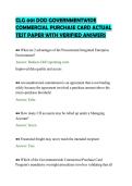 CLG 001 DOD GOVERNMENTWIDE&NewLine;COMMERCIAL PURCHASE CARD ACTUAL&NewLine;TEST PAPER WITH VERIFIED ANSWERS