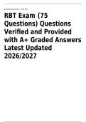 RBT Exam 75 Questions &vert; ABA Discrete Trial Training&comma; Reinforcement&comma; Task Analysis&comma; Chaining & Ethics &vert; Actual Exam Questions & Verified Answers &vert; Updated 2026&sol;2027 &vert; Instant Download&NewLine;
