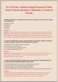 NU 185 Exam 3 Medical Surgical Nursing II &lpar;2026&rpar;&NewLine;Exam 3 Practice Questions & Rationales 2&comma; Exams of&NewLine;Nursing