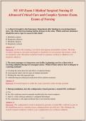 NU 185 Exam 3 Medical Surgical Nursing II&NewLine;Advanced Critical Care and Complex Systems Exam&comma;&NewLine;Exams of Nursing