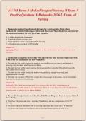 NU 185 Exam 3 Medical Surgical Nursing II&NewLine;Comprehensive Quiz Exam 3 Practice Questions &&comma;&NewLine;Exams of Nursing
