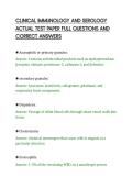 CLINICAL IMMUNOLOGY AND SEROLOGY&NewLine;ACTUAL TEST PAPER FULL QUESTIONS AND&NewLine;CORRECT ANSWERS