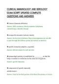 CLINICAL IMMUNOLOGY AND SEROLOGY&NewLine;EXAM SCRIPT UPDATED COMPLETE&NewLine;QUESTIONS AND ANSWERS