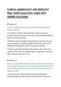 CLINICAL IMMUNOLOGY AND SEROLOGY&NewLine;FINAL PAPER EXAM STUDY GUIDE WITH&NewLine;VERIFIED SOLUTIONS