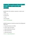 CLINICAL NEUROSCIENCE EXAM SCRIPT&NewLine;WITH VERIFIED QUESTIONS AND&NewLine;ANSWERS