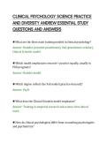 CLINICAL PSYCHOLOGY SCIENCE PRACTICE&NewLine;AND DIVERSITY ANDREW ESSENTIAL STUDY&NewLine;QUESTIONS AND ANSWERS