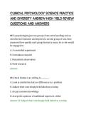 CLINICAL PSYCHOLOGY SCIENCE PRACTICE&NewLine;AND DIVERSITY ANDREW HIGH YIELD REVIEW&NewLine;QUESTIONS AND ANSWERS&NewLine;