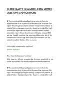 CLR110 CLARITY DATA MODEL EXAM VERIFIED&NewLine;QUESTIONS AND SOLUTIONS&NewLine;