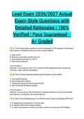 Lead Exam 2026&sol;2027 Actual Exam-Style Questions with Detailed Rationales &vert; 100&percnt; Verified &vert; Pass Guaranteed &ndash; A&plus; Graded