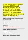 WGU C952 &lpar;LATEST EDITION&rpar; Computer &NewLine;Architecture LEGv8&comma; Memory & &NewLine;Architecture 2026&sol;2027 NEWEST &NewLine;EVALUATED EXAM PRACTICE 250 &NewLine;QUESTIONS &vert;ORIGINAL QUESTIONS & &NewLine;ANSWERS &vert;DETAILED RATIONALES &NewLine;&vert;HINTED COMPLETE EXAM PREP GRADED &NewLine;A&plus;&ast;INSTANT DOWNLOAD PDF