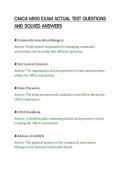 CMCA M100 EXAM ACTUAL TEST QUESTIONS&NewLine;AND SOLVED ANSWERS