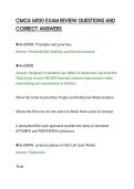 CMCA M100 EXAM REVIEW QUESTIONS AND&NewLine;CORRECT ANSWERS&NewLine;