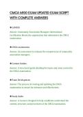 CMCA M100 EXAM UPDATED EXAM SCRIPT&NewLine;WITH COMPLETE ANSWERS