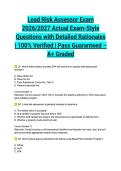 Lead Risk Assessor Exam 2026&sol;2027 Actual Exam-Style Questions with Detailed Rationales &vert; 100&percnt; Verified &vert; Pass Guaranteed &ndash; A&plus; Graded