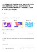 PRESERVATION AND PACKING &lpar;PACK-1A&rpar; EXAM WITH CORRECT ACTUAL QUESTIONS AND CORRECTLY WELL DEFINED ANSWERS LATEST ALREADY GRADED A&plus;