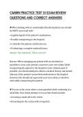CMSRN PRACTICE TEST 15 EXAM REVIEW&NewLine;QUESTIONS AND CORRECT ANSWERS&NewLine;