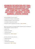 ADVANCED PATHOPHYSIOLOGY FINAL&comma; &NewLine;ADVANCED PATHOPHYSIOLOGY FINAL &NewLine;&comma; ADVANCED PATHOPHYSIOLOGY &NewLine;FINAL EXAM 2026 &vert; ALL QUESTIONS &NewLine;AND CORRECT ANSWERS &vert; VERIFIED &NewLine;ANSWERS &vert; UPDATED VERSION
