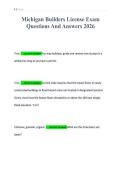 Michigan Builders License Exam&NewLine;Questions And Answers 2026