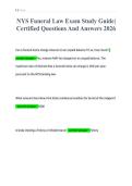 NYS Funeral Law Exam Study Guide&vert;&NewLine;Certified Questions And Answers 2026