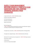 SUPPLY CHAIN MANAGEMENT &NewLine;MIDTERM GRADE A&plus; COMPLETE EXAM &NewLine;QUESTIONS AND 100&percnt; VERIFIED &NewLine;ANSWERS &lpar;2026&sol;2027&rpar; PASS &NewLine;GUARANTEE 
