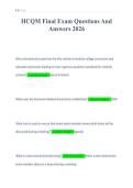 HCQM Final Exam Questions And&NewLine;Answers 2026