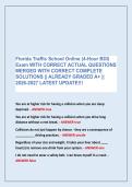 Florida Traffic School Online &lpar;4-Hour BDI&rpar; &NewLine;Exam WITH CORRECT ACTUAL QUESTIONS &NewLine;MERGED WITH CORRECT COMPLETE &NewLine;SOLUTIONS &vert;&vert; ALREADY GRADED A&plus; &vert;&vert; &NewLine;2026-2027 LATEST UPDATE&excl;&excl;&excl;