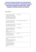 American Red Cross BLS Final Assessment Exam Actual 2026 Newest Updated Questions and Correct Answers &lpar;Latest 2025 &sol; 2026 Update&rpar; &lpar;Verified Answers by Expert&rpar;
