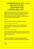 COMPREHENSIVE SIE &NewLine;PRACTICE EXAM &NewLine;QUESTIONS AND &NewLine;ANSWERS 2026 - 2027