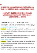 WGU D116 ADVANCED PHARMACOLOGY OA AND  &ndash; COMPLETE QUESTIONS WITH DETAILED  AND RATIONALES