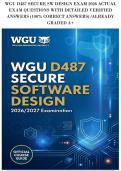 WGU D487 SECURE SW DESIGN EXAM 2026 ACTUAL&NewLine;EXAM QUESTIONS WITH DETAILED VERIFIED&NewLine;ANSWERS &lpar;100&percnt; CORRECT ANSWERS&rpar; &sol;ALREADY&NewLine;GRADED A&plus;