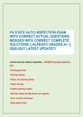 PA STATE AUTO INSPECTION EXAM &NewLine;WITH CORRECT ACTUAL QUESTIONS &NewLine;MERGED WITH CORRECT COMPLETE &NewLine;SOLUTIONS &vert;&vert; ALREADY GRADED A&plus; &vert;&vert; &NewLine;2026-2027 LATEST UPDATE&excl;&excl;&excl;