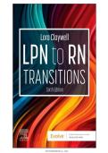 TEST BANK FOR LPN to RN Transitions 6th Edition by Lora Claywell ISBN&colon;978-0443105241 COMPLETE GUIDE ALL CHAPTERS COVERED 100&percnt; VERIFIED A&plus; GRADE ASSURED&excl;&excl;&excl;&excl;&excl;