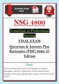 NSG 4800 &NewLine;Transition to Professional &NewLine;Nursing&NewLine;FINAL EXAM&NewLine;Questions & Answers Plus &NewLine;Rationales &lpar;PDF&rpar; 2026&sol;27 &NewLine;Edition