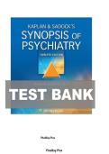 TEST BANK FOR Kaplan & Sadock&rsquo;s Synopsis of Psychiatry&comma; Twelfth&comma; North American Edition by Robert Boland&comma; Marcia Verduin&comma; Dr&period; Pedro Ruiz ISBN&colon; 978-1975145569 COMPLETE GUIDE 100&percnt; VERIFIED ALL CHAPTERS COVERED A&plus; GRADE ASSURED&excl;&excl;&excl;&excl;&excl;