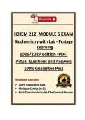 CHEM212&sol;CHEM 212 Module 5 Exam Biochemistry with Lab &vert; Portage Learning &vert; 26&sol;27 Actual&lpar;PDF&rpar;
