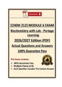 CHEM212&sol;CHEM 212 Module 6 Exam Biochemistry with Lab &vert; Portage Learning &vert; 26&sol;27 Actual&lpar;PDF&rpar;