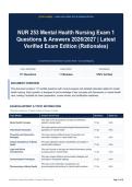 NUR 253 Mental Health Nursing Exam 1 Questions & Answers 2026&sol;2027｜Latest Verified Exam Edition &lpar;Rationales&rpar;